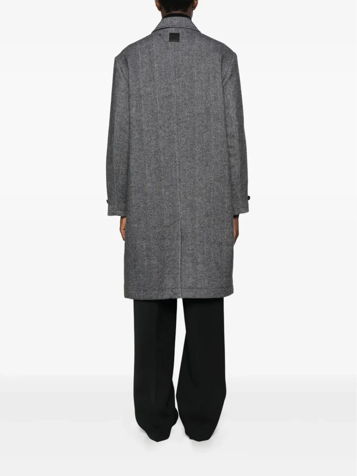 Calvin Klein シングルブレスト ヘリンボーン コート - ブラック - 画像4