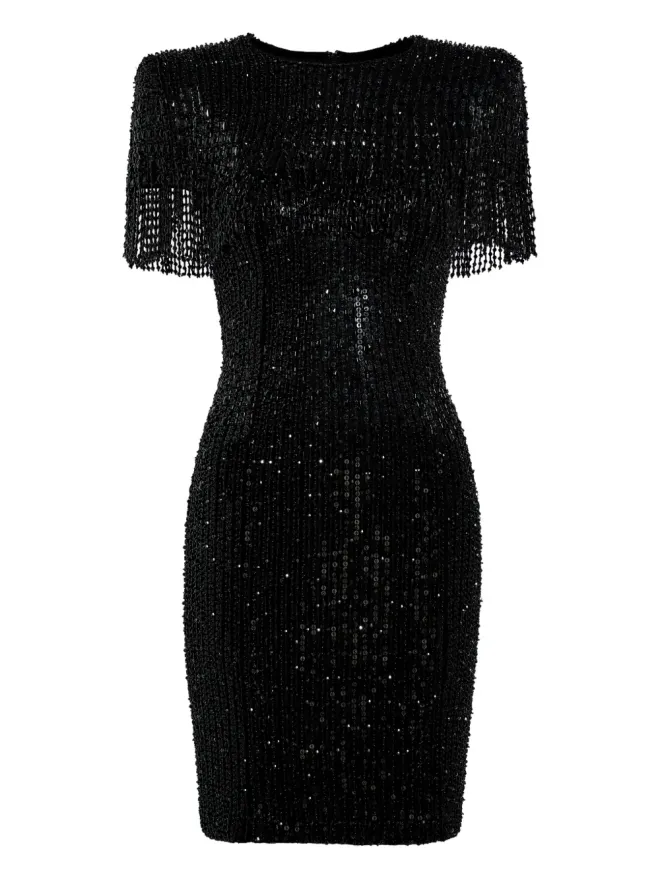 Jenny Packham Jenny Packham Swish スパンコール装飾ビーズ付きミニドレス ブラックの商品画像