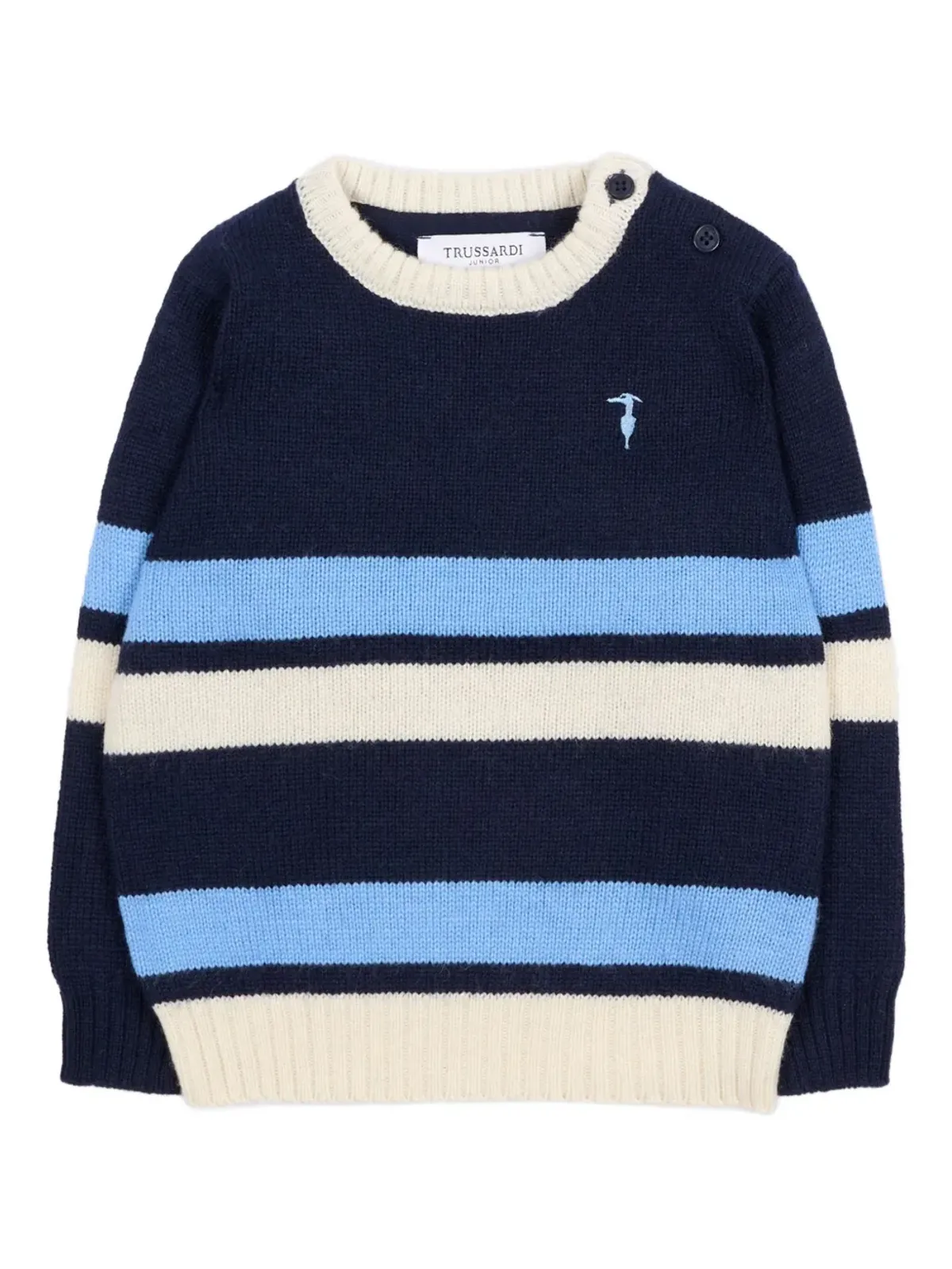 TRUSSARDI JUNIOR striped embroidered jumper - Blue - 画像1