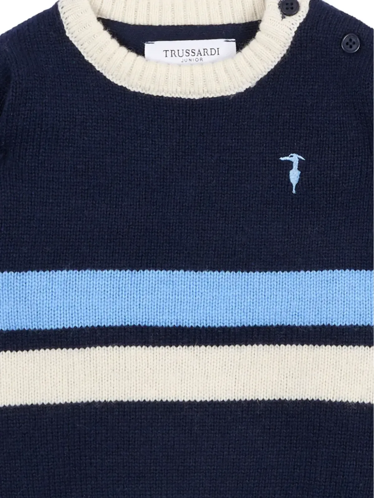 TRUSSARDI JUNIOR striped embroidered jumper - Blue - 画像3