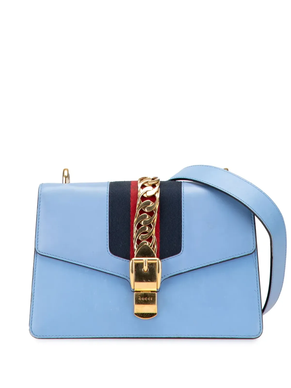 Gucci Pre-Owned 小型レザー シルヴィ ウェブ サッチェル ブルー - 画像1