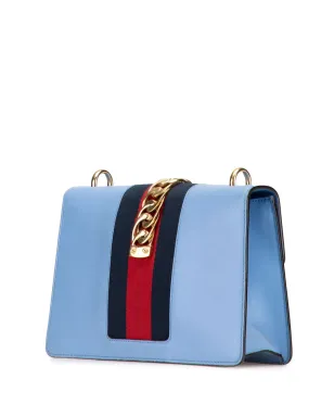Gucci Pre-Owned 小型レザー シルヴィ ウェブ サッチェル ブルー - サムネイル3