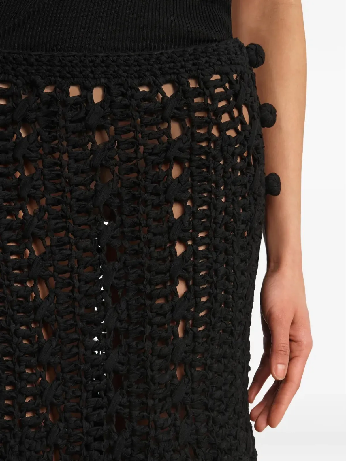 KHAITE Ryder pompom crochet maxi skirt - Black - 画像5