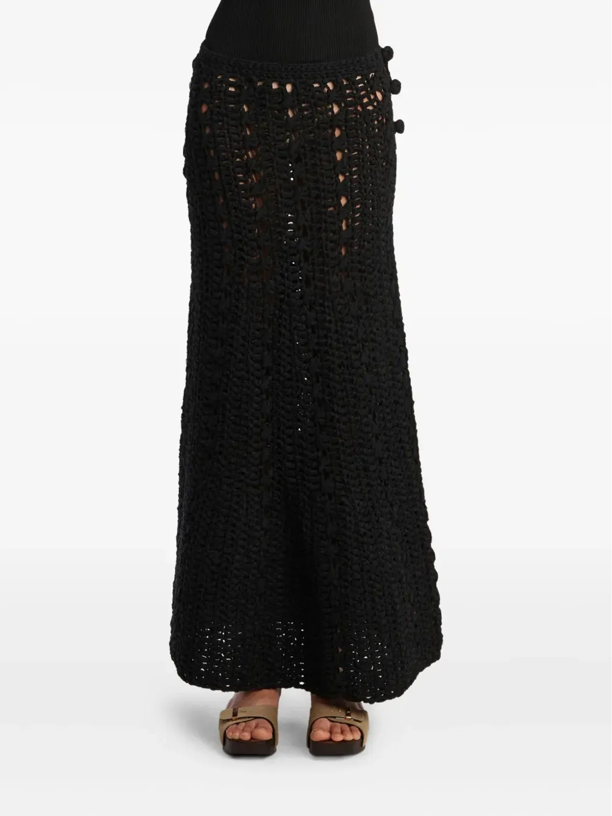 KHAITE Ryder pompom crochet maxi skirt - Black - 画像3