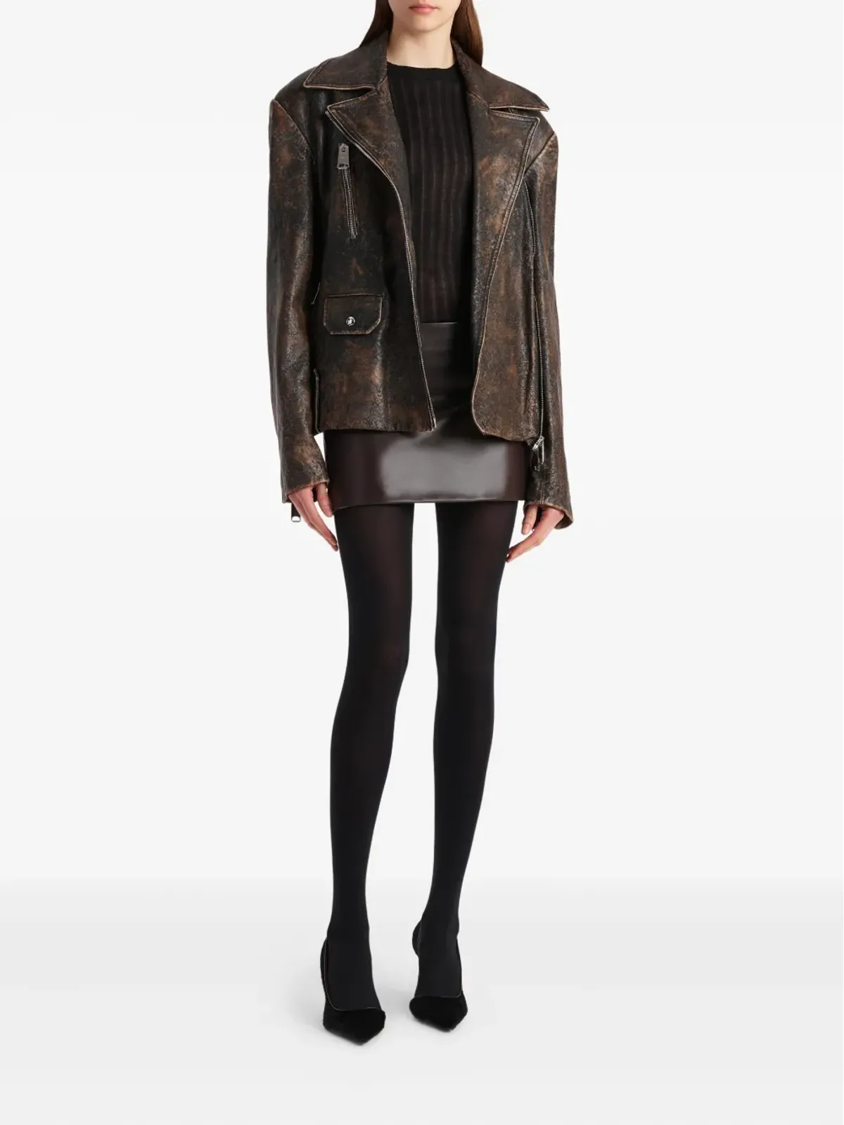 KHAITE Jettラムスキンミニスカート - 画像2