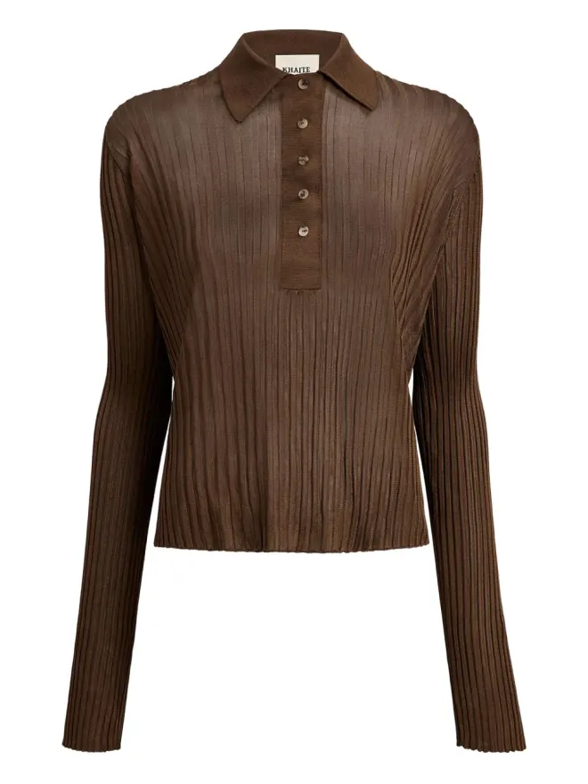 KHAITE KHAITE Vin リブ編み ボタン付きトップス - ブラウンの商品画像
