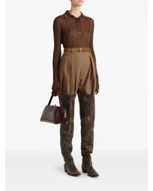 KHAITE Vin リブ編み ボタン付きトップス - ブラウン - サムネイル2