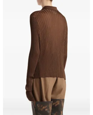 KHAITE Vin リブ編み ボタン付きトップス - ブラウン - サムネイル4