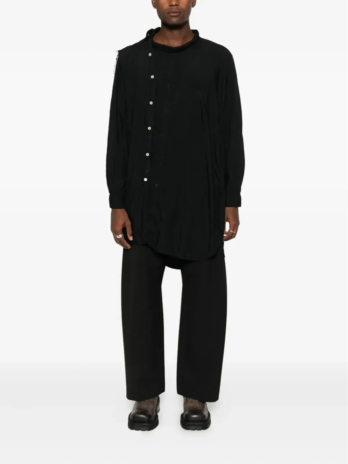 Comme des Garçons Homme Plus ボタン留めの非対称シャツ - 画像2