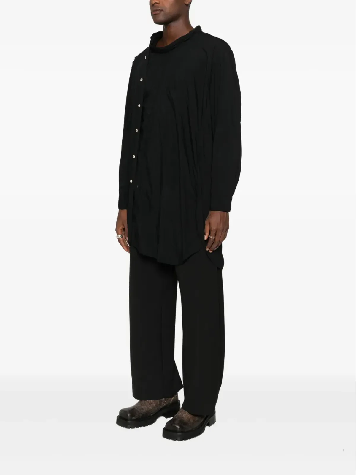 Comme des Garçons Homme Plus ボタン留めの非対称シャツ - 画像3