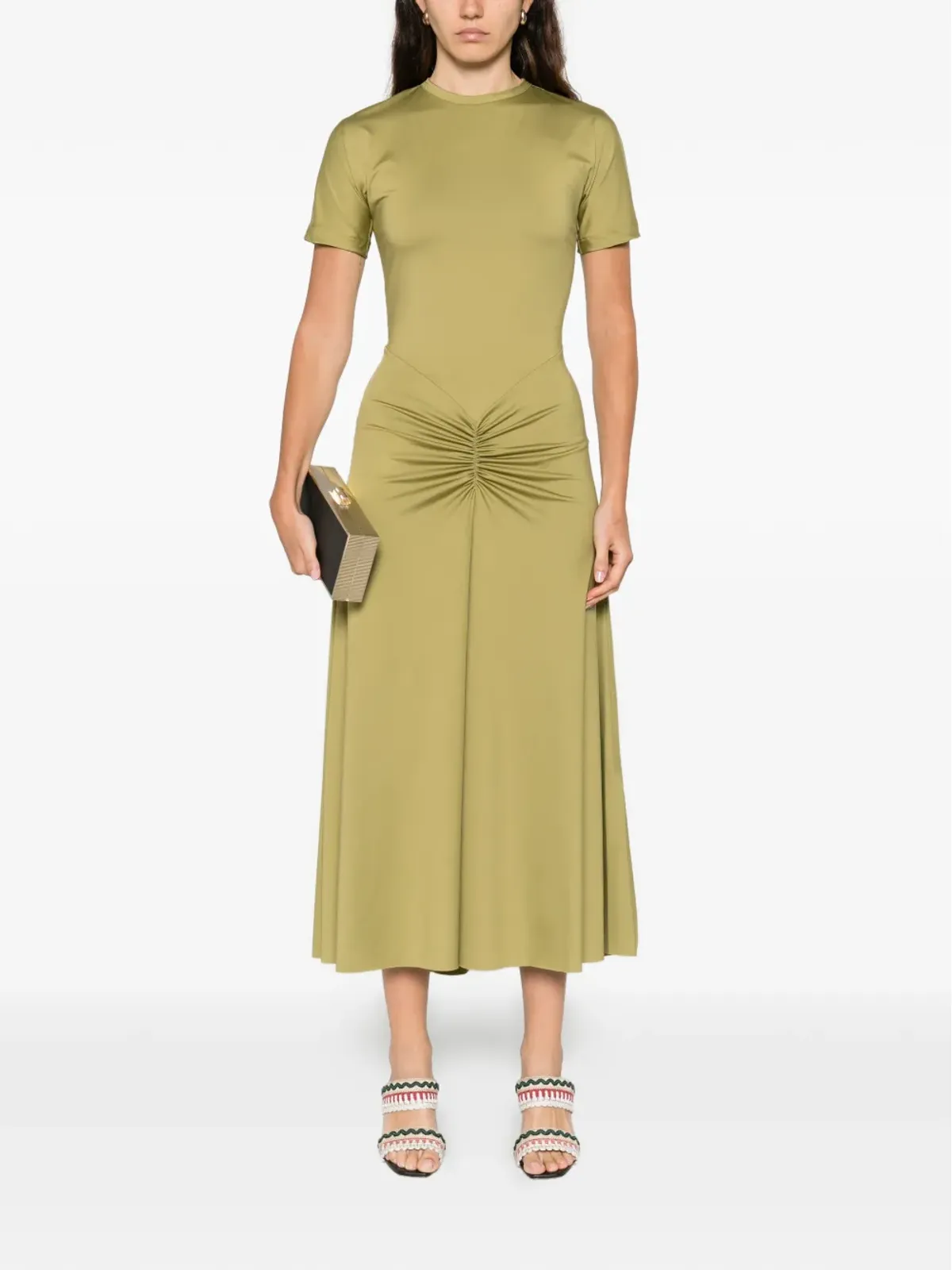 Victoria Beckham ブレア 半袖ミディドレス グリーン - 画像2