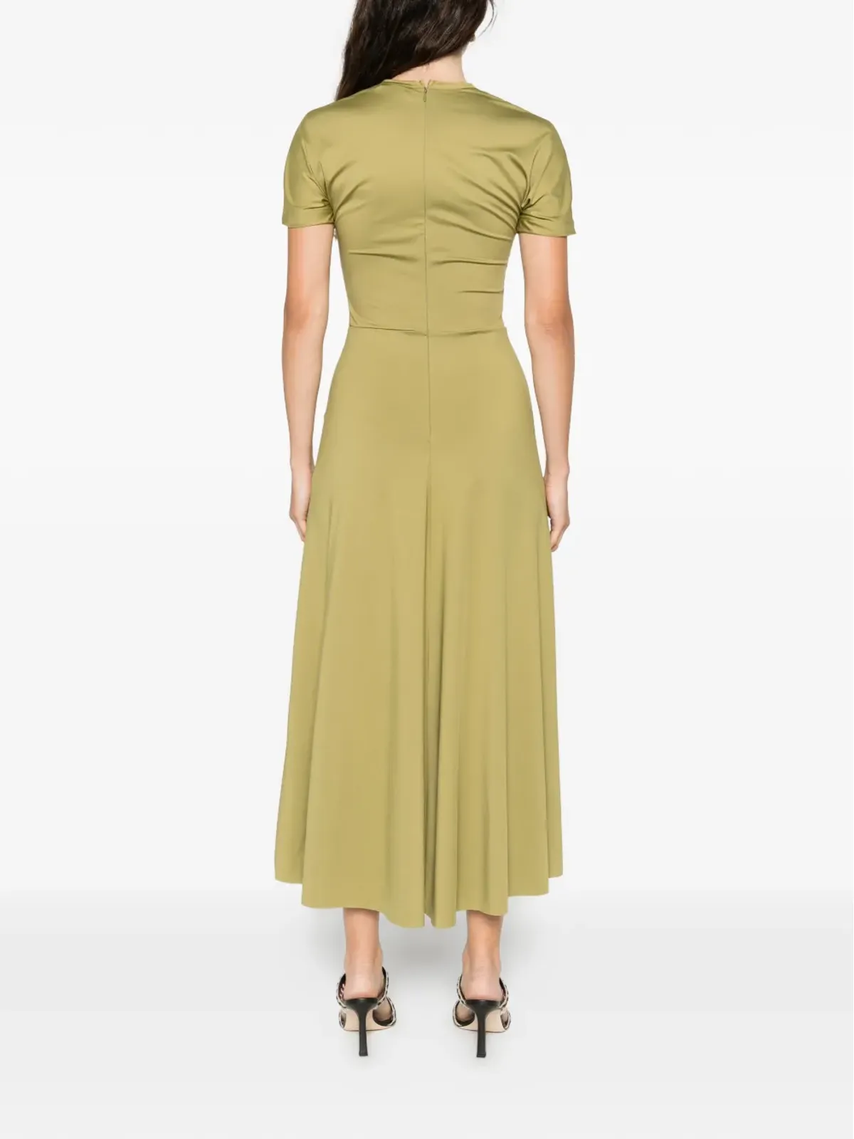 Victoria Beckham ブレア 半袖ミディドレス グリーン - 画像4