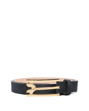 Victoria Beckham ピンバックルスエードベルト ブルー - サムネイル1