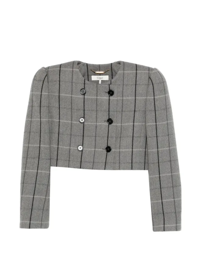 Chloe Chloé ダブルブレストチェックジャケットの商品画像
