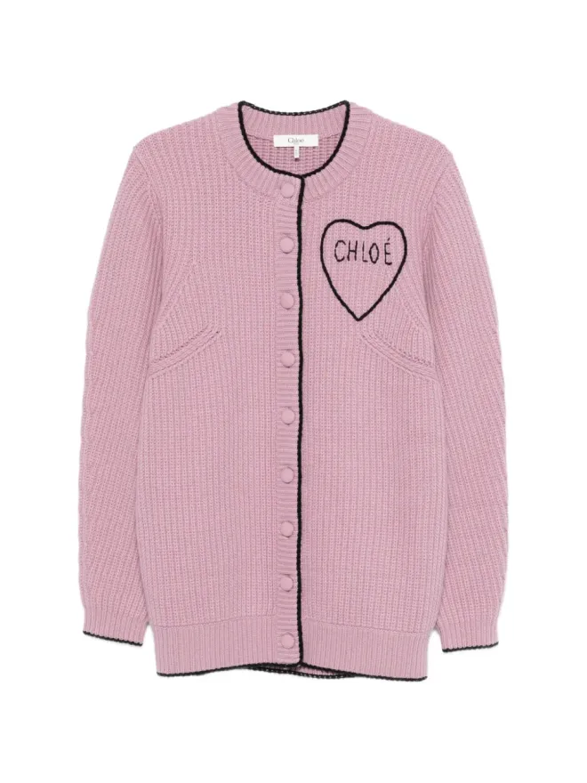 Chloe Chloé ロゴリブニットカーディガンの商品画像