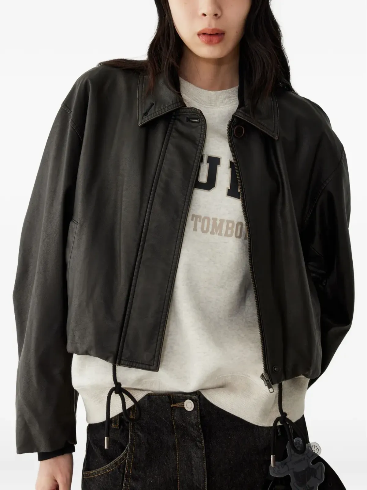 TOMBOY ブラックのフェイクレザー ジャケット - 画像3