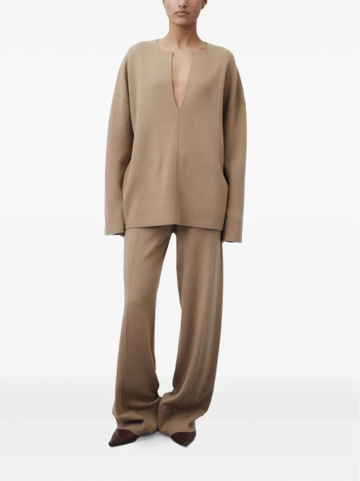 Allude Vネック ニットトップ - 画像2