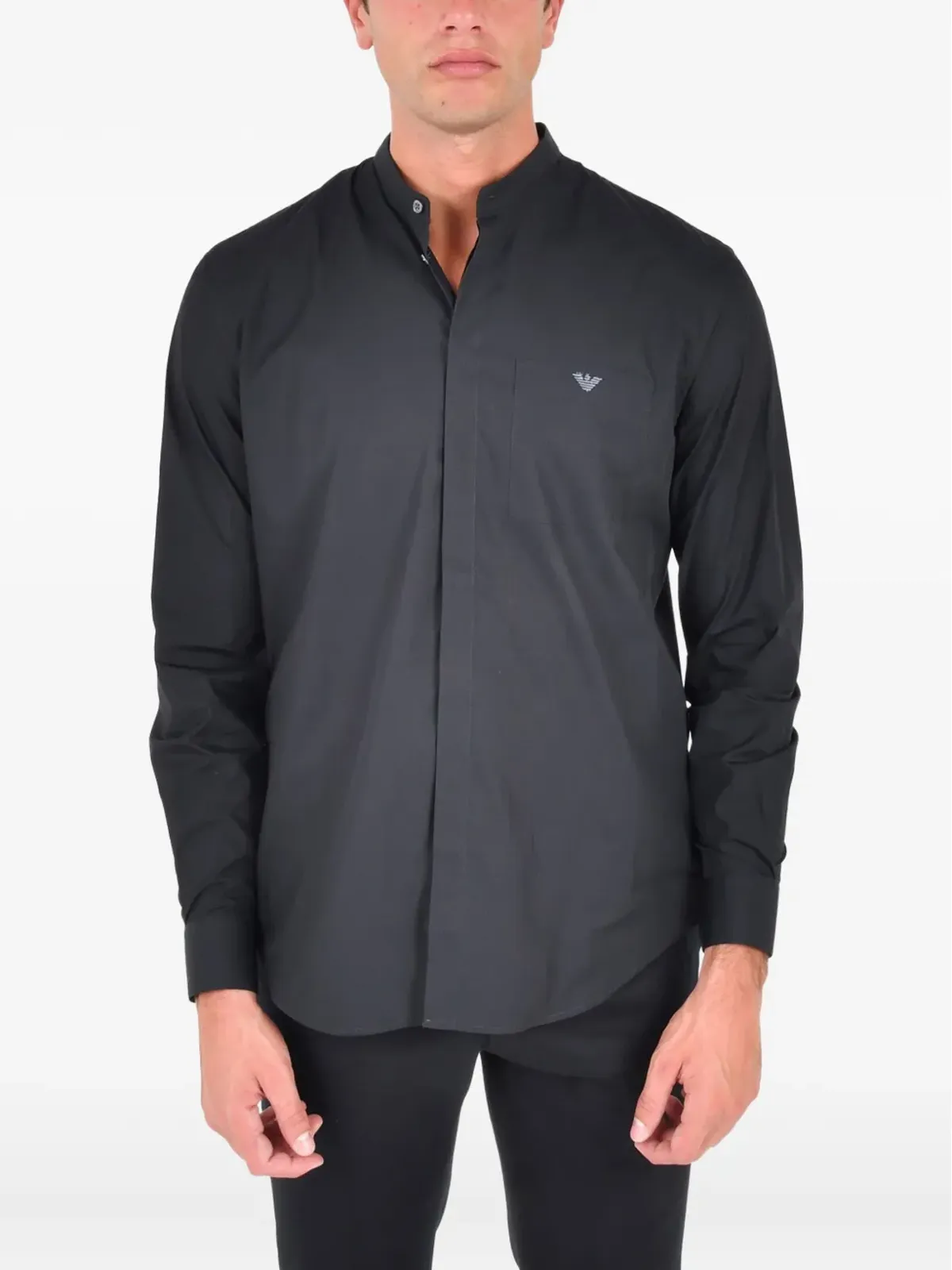 Emporio Armani バンドカラーシャツ - ブラック - 画像1