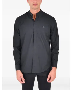 Emporio Armani バンドカラーシャツ - ブラック - サムネイル1