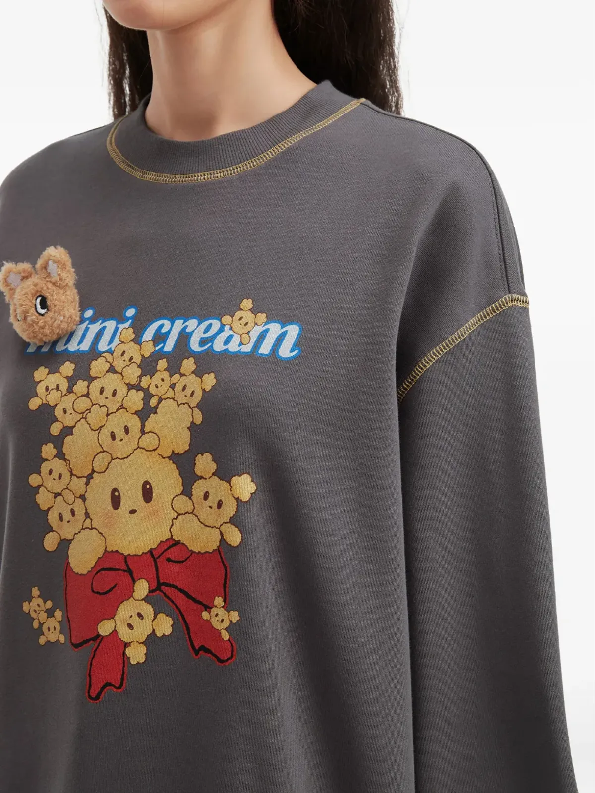 Mini Cream アップリケ グラフィック スウェットシャツ - 画像5