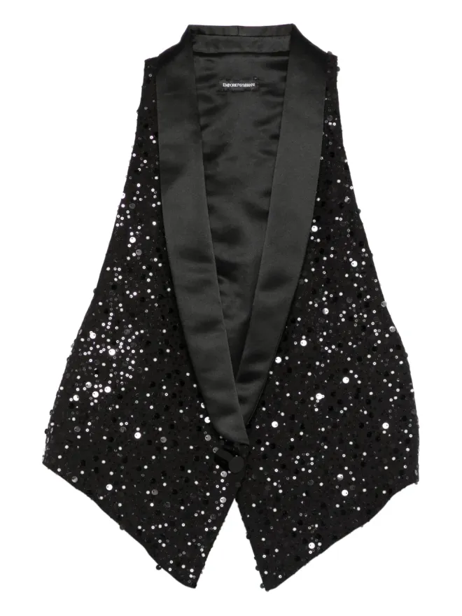 Emporio Armani Emporio Armani スパンコール装飾のベスト - ブラックとグレーの商品画像