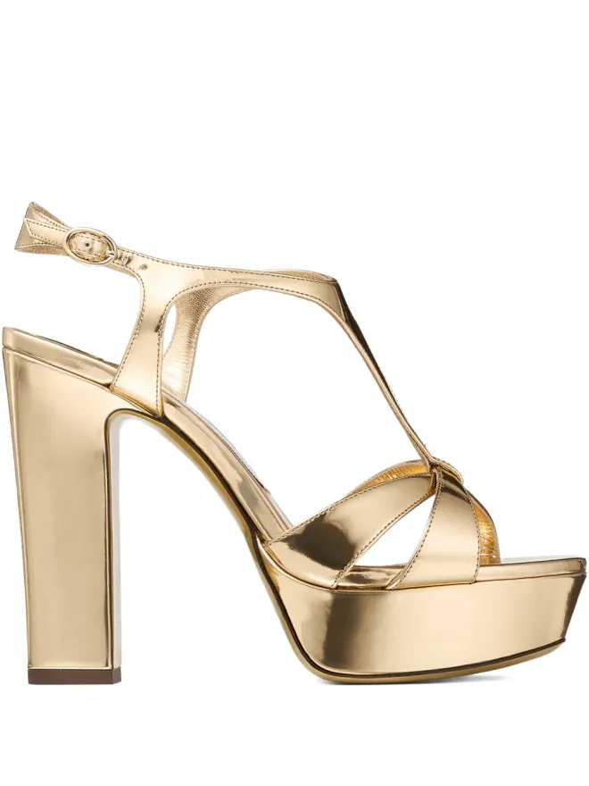 Jimmy Choo Jimmy Choo Kesia 120mm プラットフォームヒールサンダル - Goldの商品画像