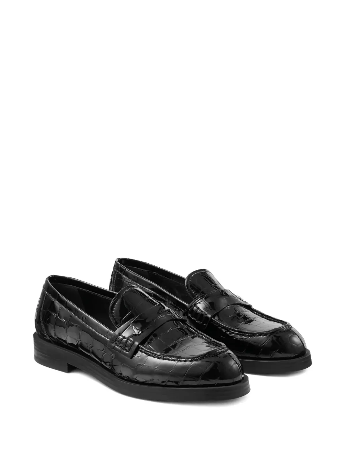 Jimmy Choo アイビー クロコダイルエンボス ローファー - ブラック - 画像2