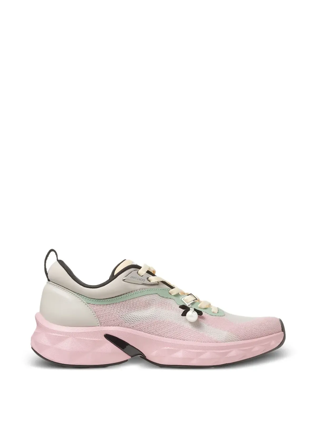 Jimmy Choo ダイヤモンドラン パール付きスニーカー ピンク - 画像1