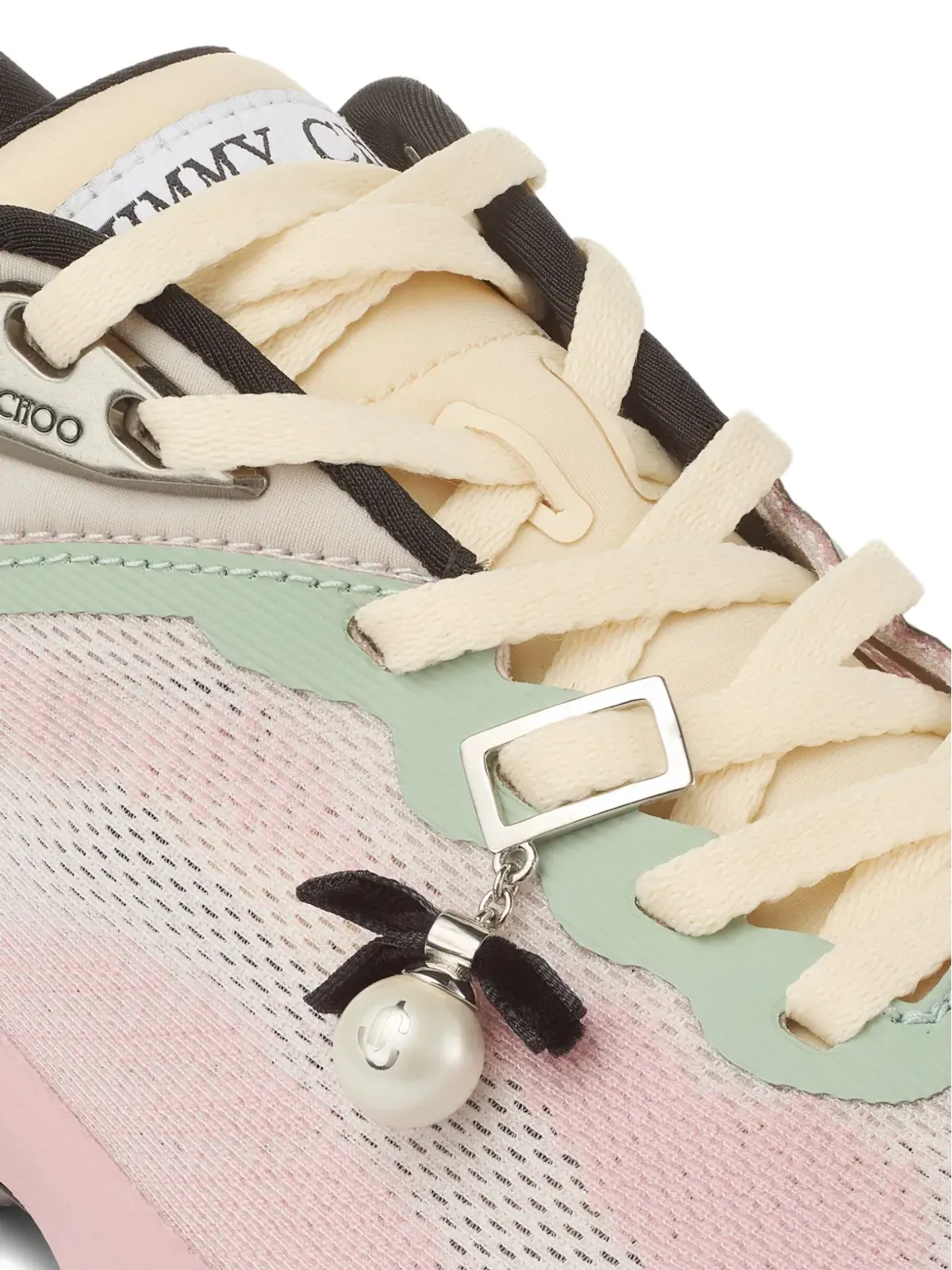 Jimmy Choo ダイヤモンドラン パール付きスニーカー ピンク - 画像5