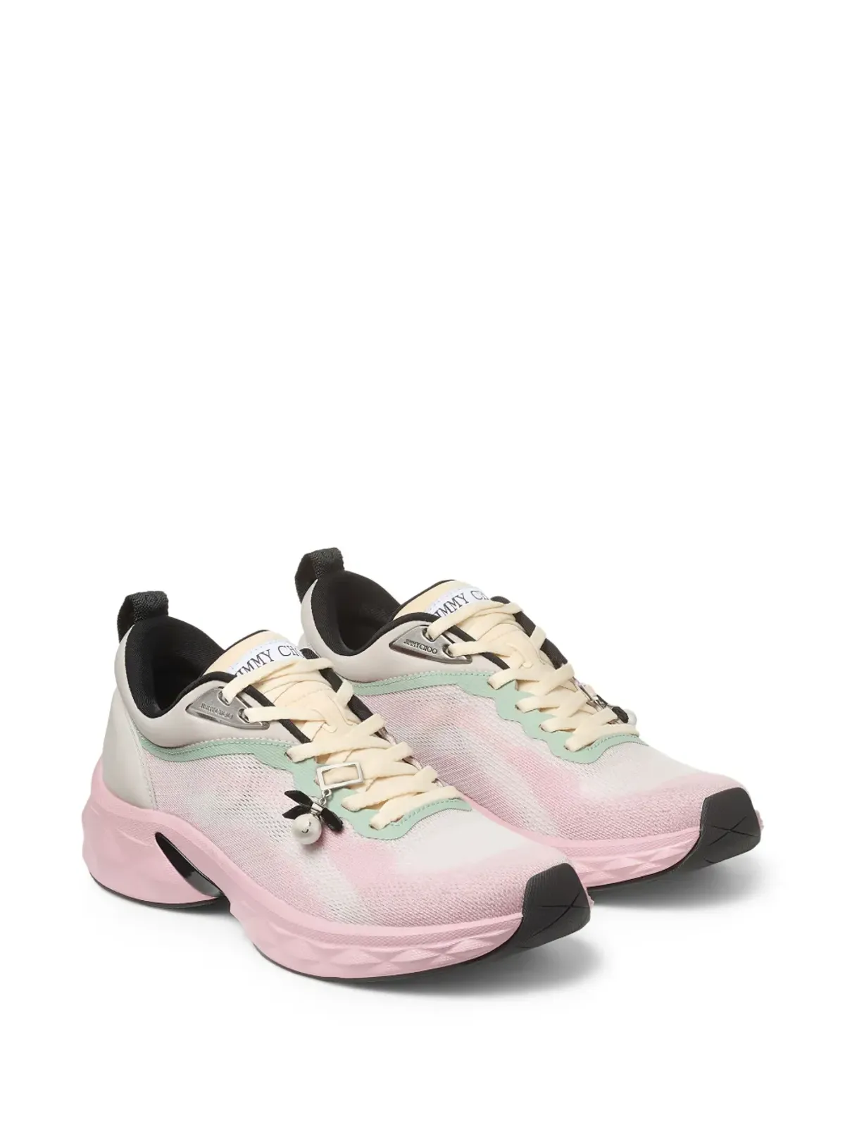 Jimmy Choo ダイヤモンドラン パール付きスニーカー ピンク - 画像2