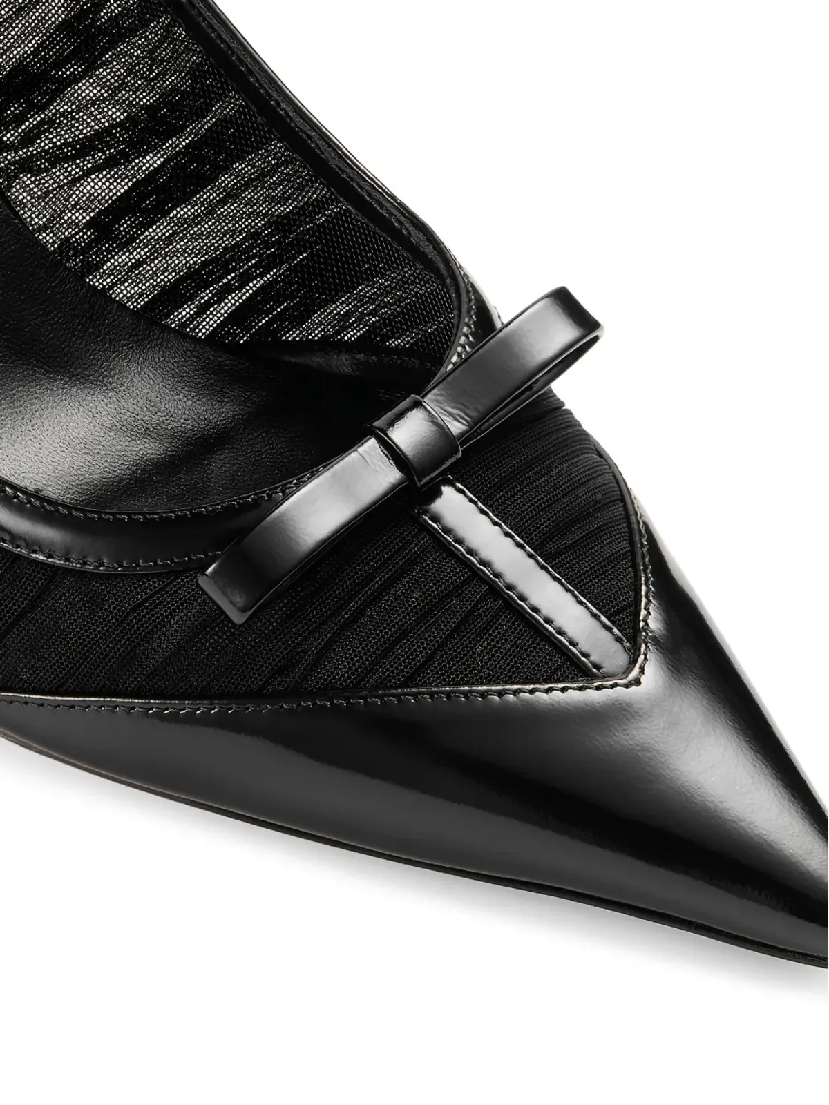 Jimmy Choo ラブボウ ポインテッド レザーパンプス ブラック - 画像5