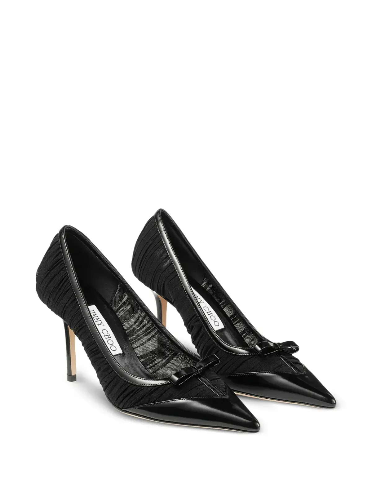 Jimmy Choo ラブボウ ポインテッド レザーパンプス ブラック - 画像2