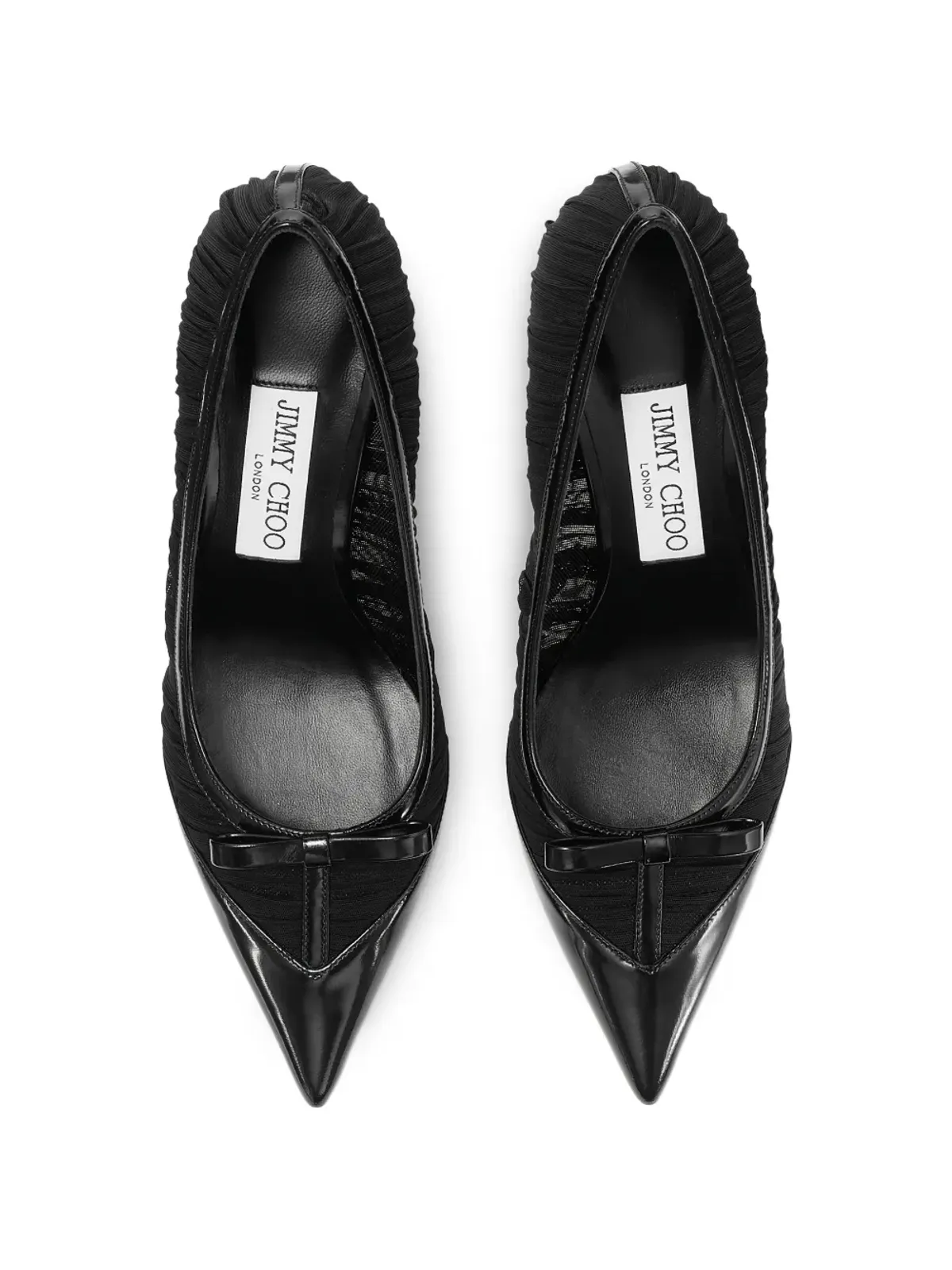 Jimmy Choo ラブボウ ポインテッド レザーパンプス ブラック - 画像3