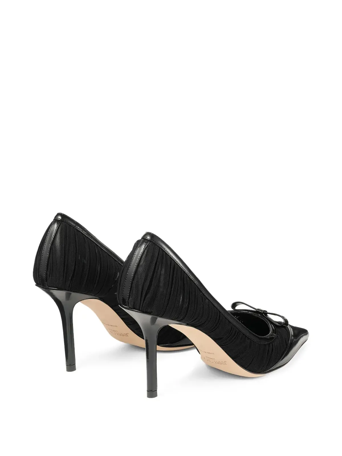 Jimmy Choo ラブボウ ポインテッド レザーパンプス ブラック - 画像4