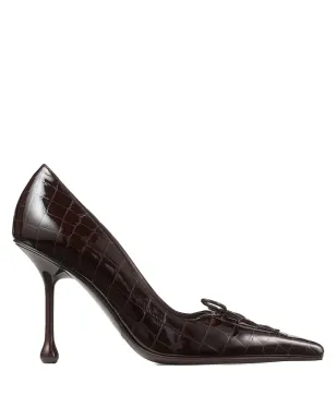 Jimmy Choo スカーレット ボウ クロコエンボス レザーパンプス - ブラウン - サムネイル1