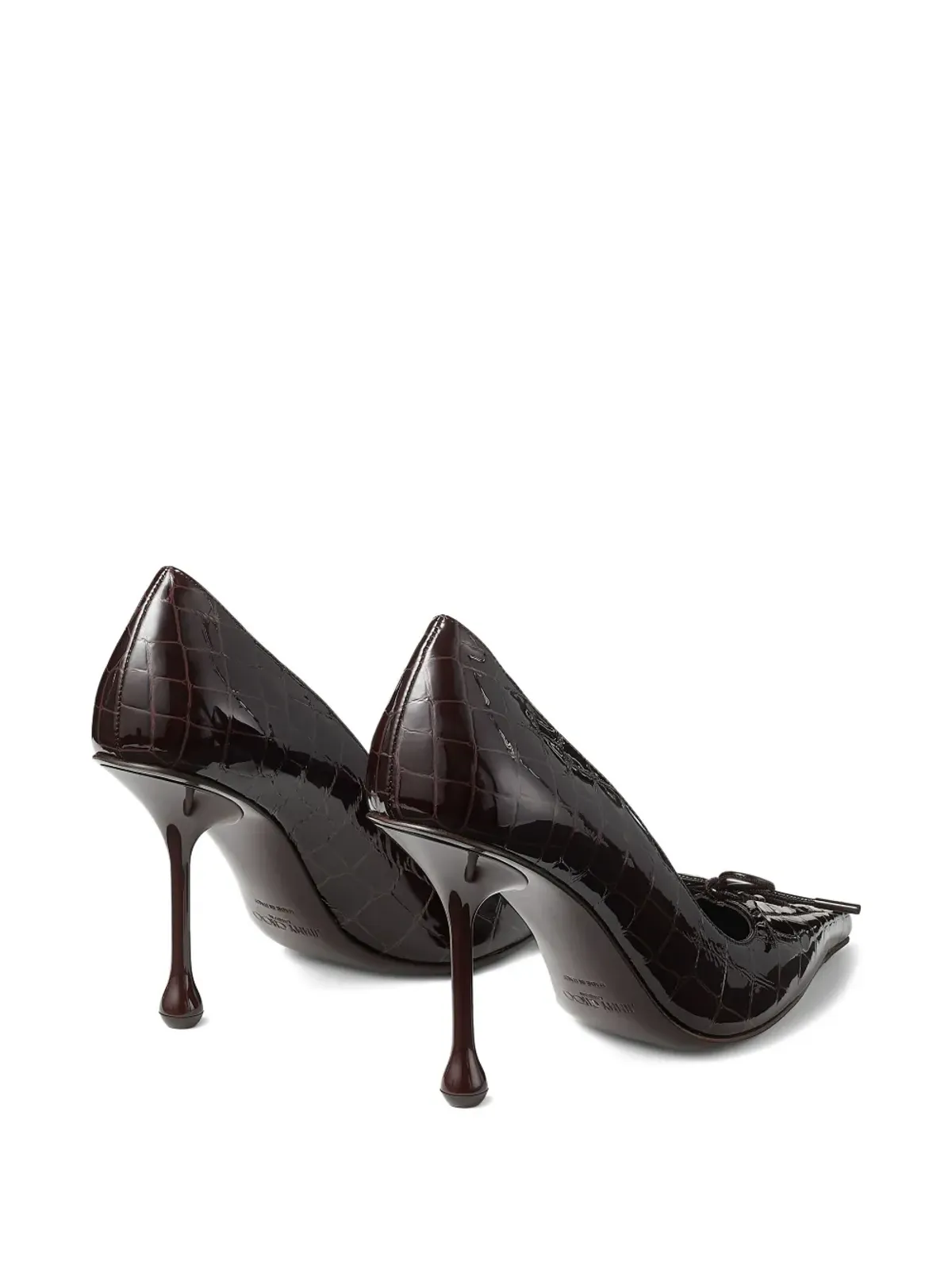 Jimmy Choo スカーレット ボウ クロコエンボス レザーパンプス - ブラウン - 画像5