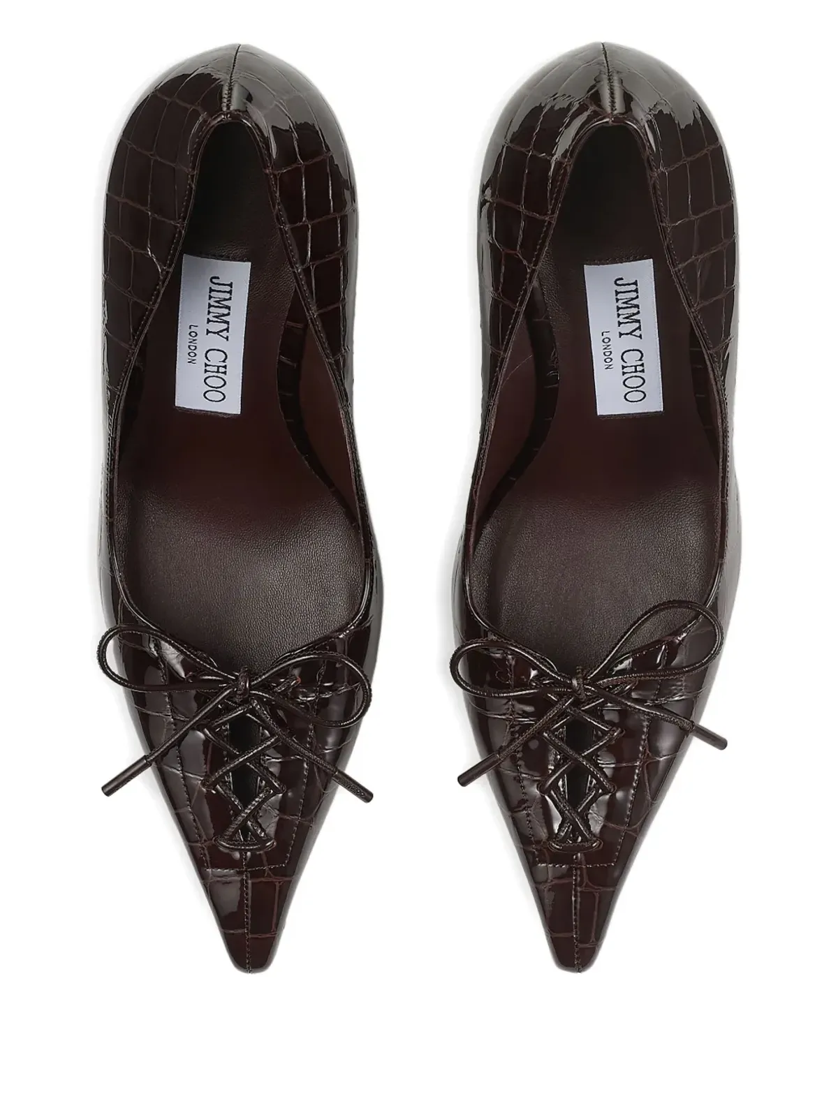 Jimmy Choo スカーレット ボウ クロコエンボス レザーパンプス - ブラウン - 画像3