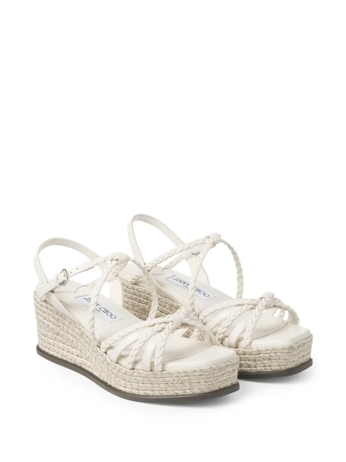 Jimmy Choo Nyra 編み込みエスパドリーユ サンダル - ホワイト - 画像2