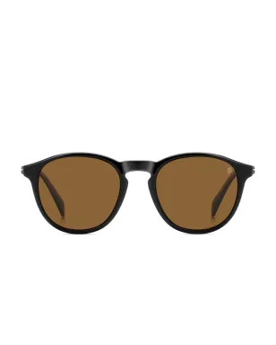 David Beckham Eyewear 丸フレーム クリップオン眼鏡 - ブラック - サムネイル1