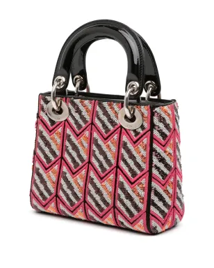 Christian Dior ビンテージ 2015 ミニ パテントレザー スパンコール レディディオール サッチェル ピンク - サムネイル3