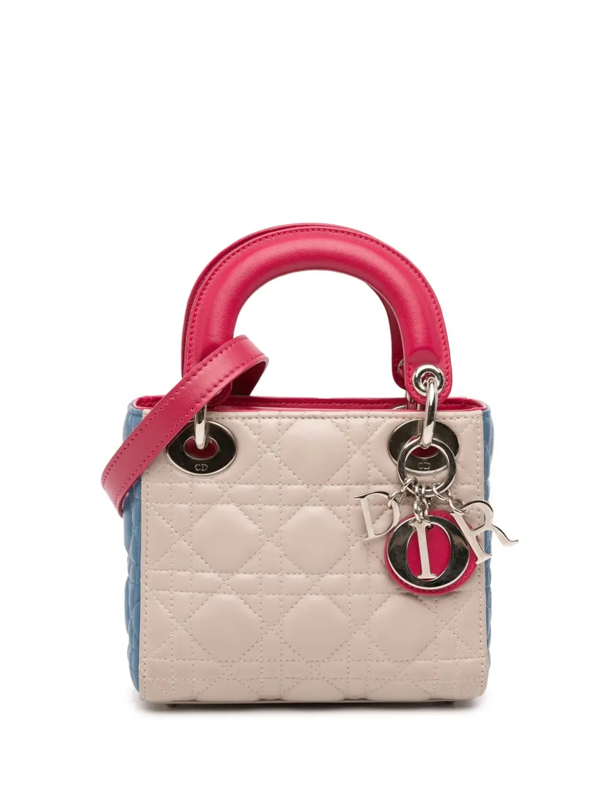 Christian Dior ビンテージ 2014年 ミニ トリコロール ラムスキン カナージュ レディ Dior サッチェル - ブラウン - 画像1