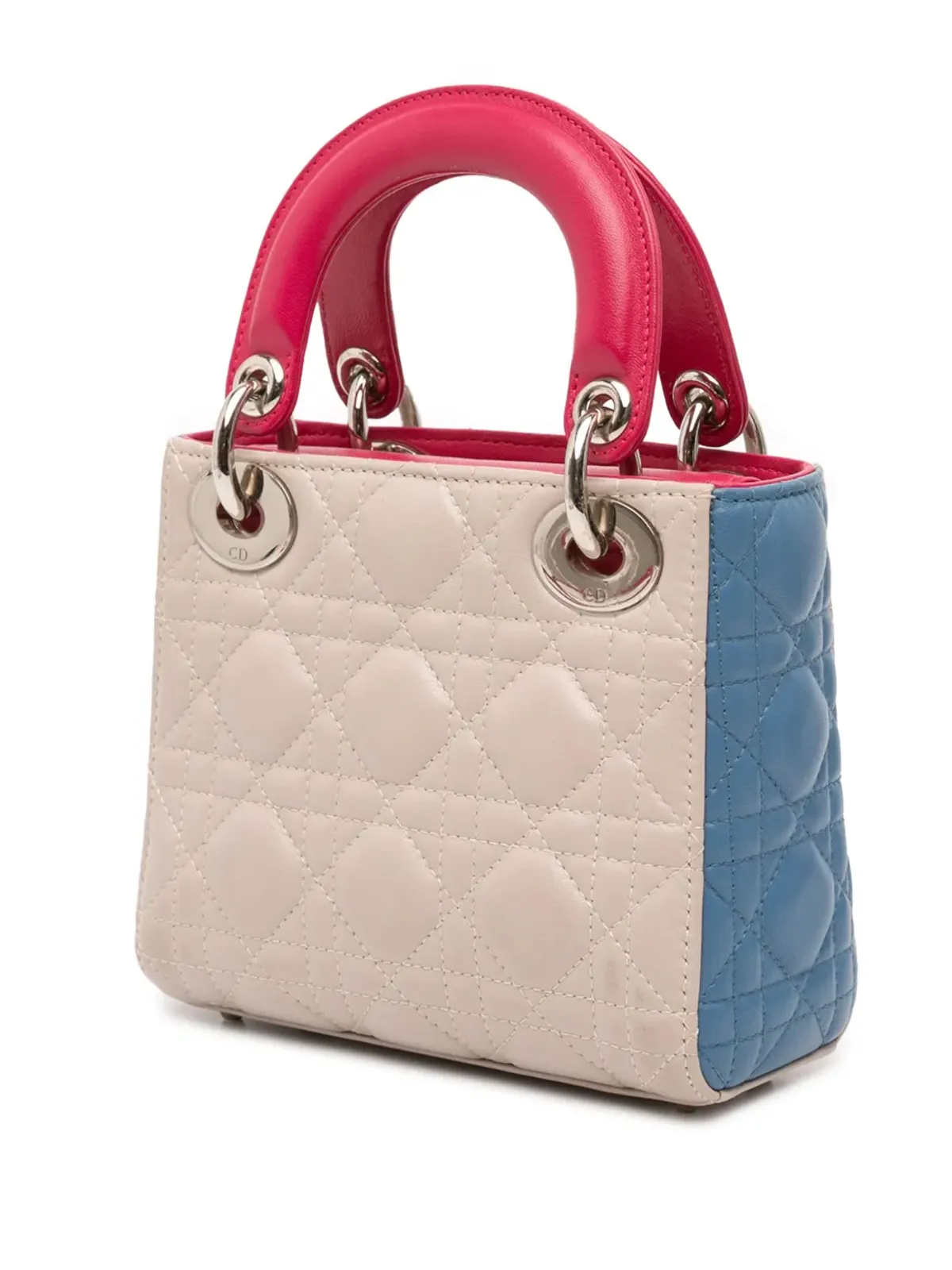 Christian Dior ビンテージ 2014年 ミニ トリコロール ラムスキン カナージュ レディ Dior サッチェル - ブラウン - 画像3