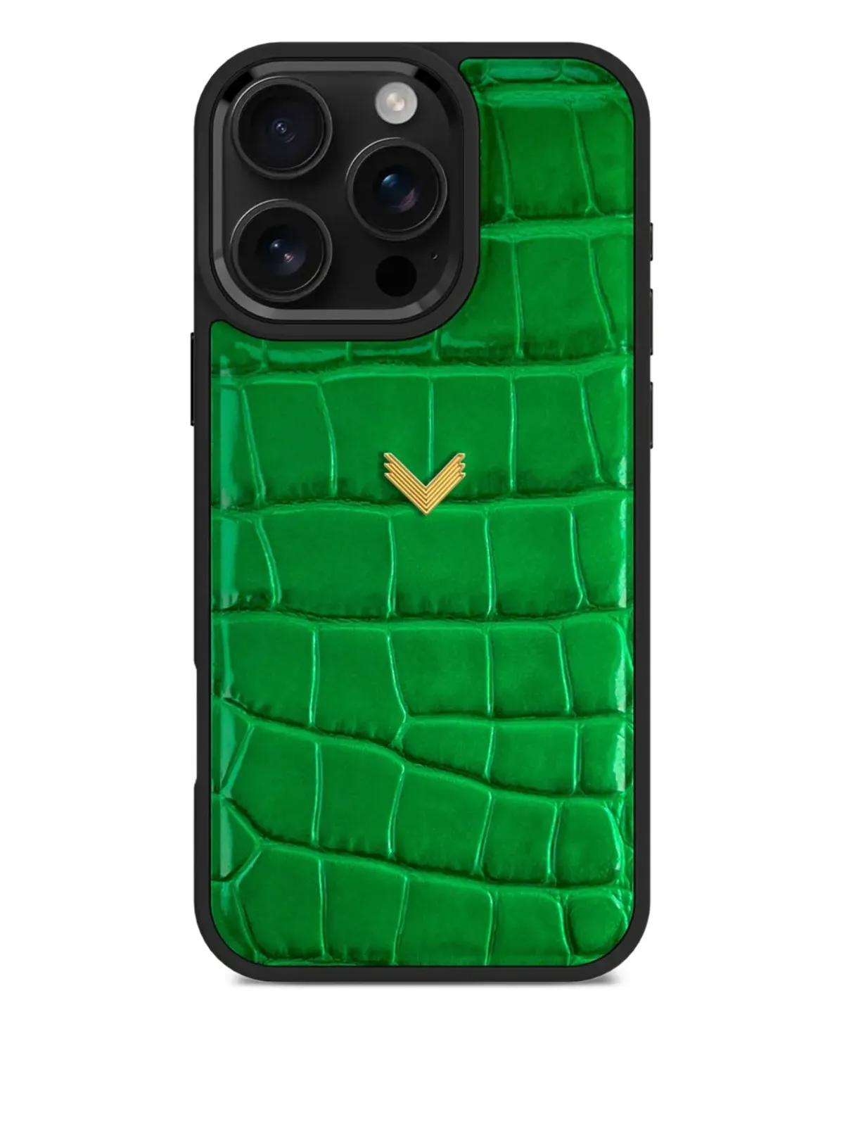VELANTE crocodile-embossed iPhone 16 Pro phone case - Green - 画像1