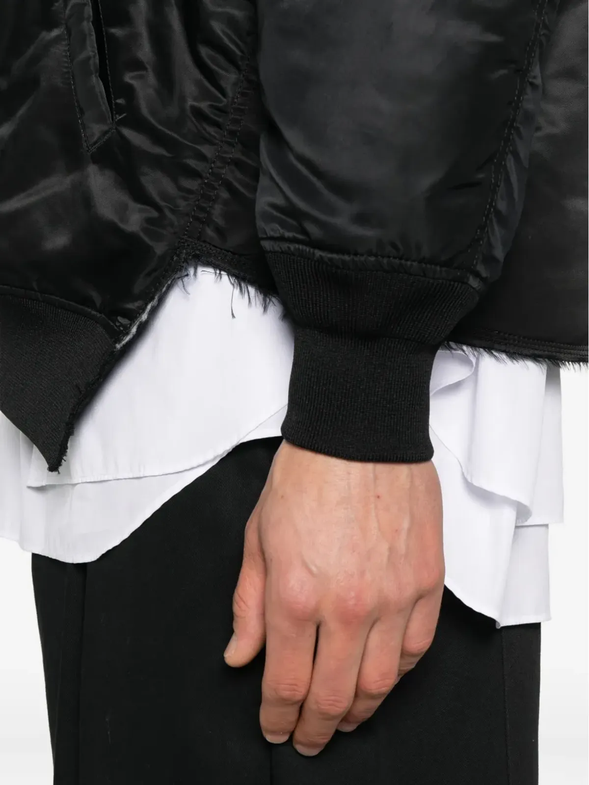 Black Comme Des Garçons MA-1 アシンメトリック ボンバー ジャケット - 画像5