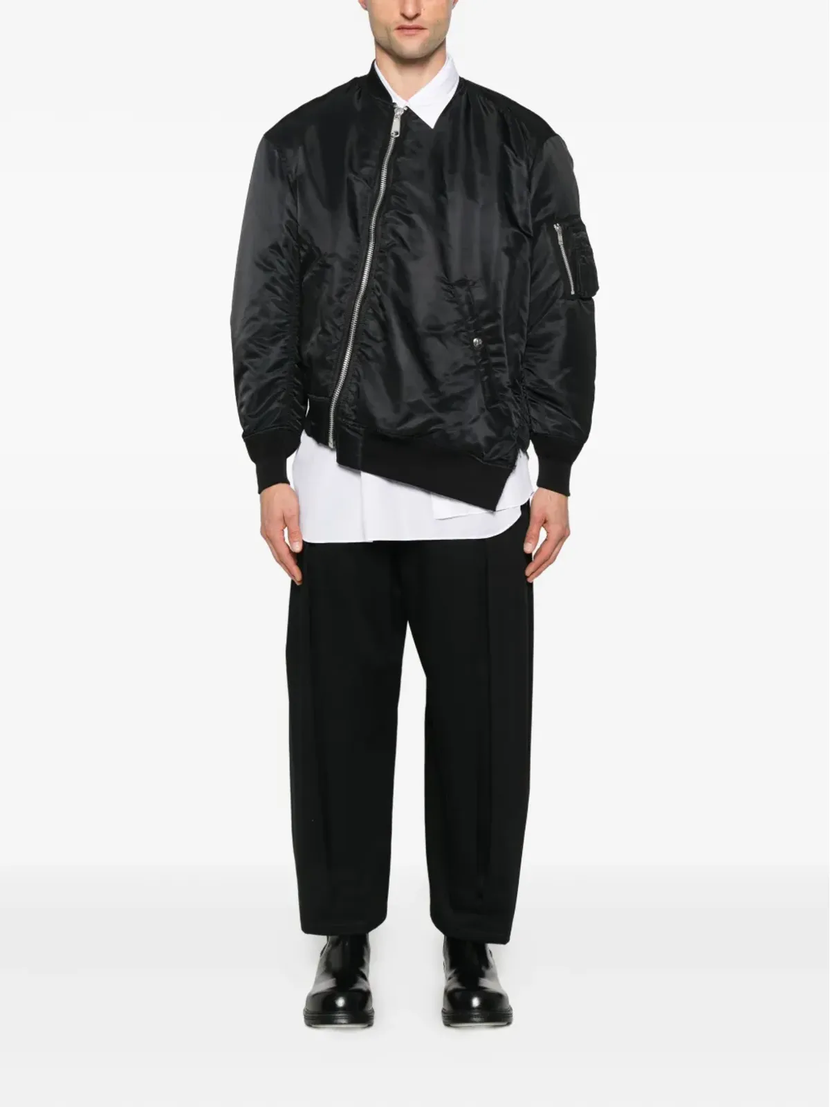 Black Comme Des Garçons MA-1 アシンメトリック ボンバー ジャケット - 画像2