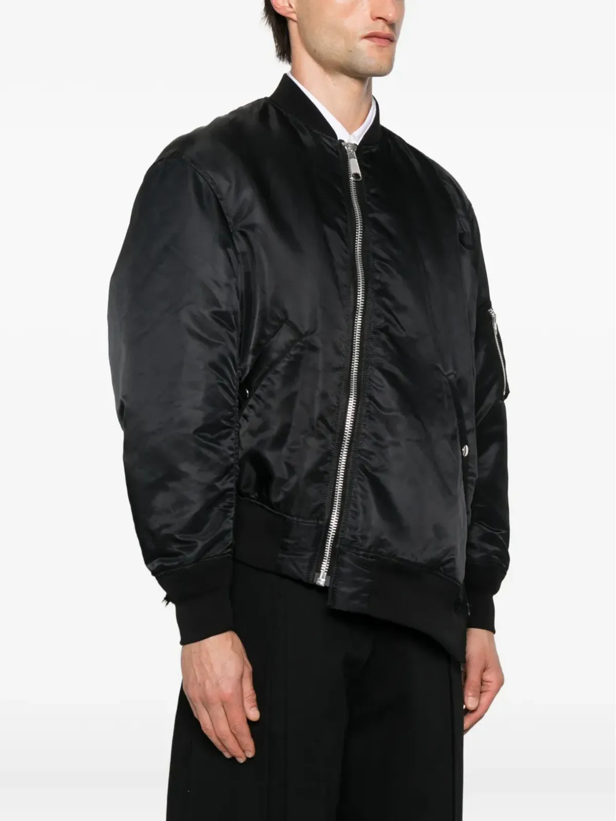 Black Comme Des Garçons MA-1 アシンメトリック ボンバー ジャケット - 画像3