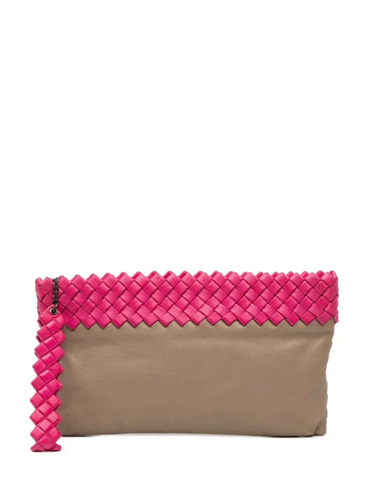 Bottega Veneta ビンテージ イントレチャートリム バイカラー ナパレザー クラッチバッグ - ブラウン - 画像1