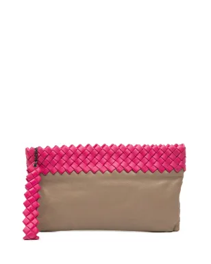 Bottega Veneta ビンテージ イントレチャートリム バイカラー ナパレザー クラッチバッグ - ブラウン - サムネイル1
