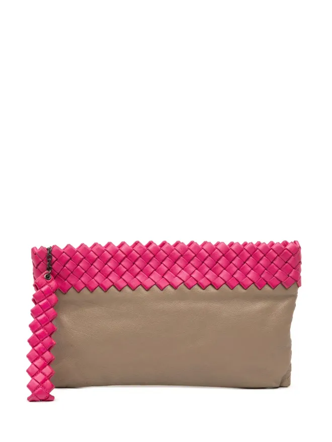 Bottega Veneta Pre-Owned Bottega Veneta ビンテージ イントレチャートリム バイカラー ナパレザー クラッチバッグ - ブラウンの商品画像