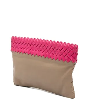 Bottega Veneta ビンテージ イントレチャートリム バイカラー ナパレザー クラッチバッグ - ブラウン - サムネイル3